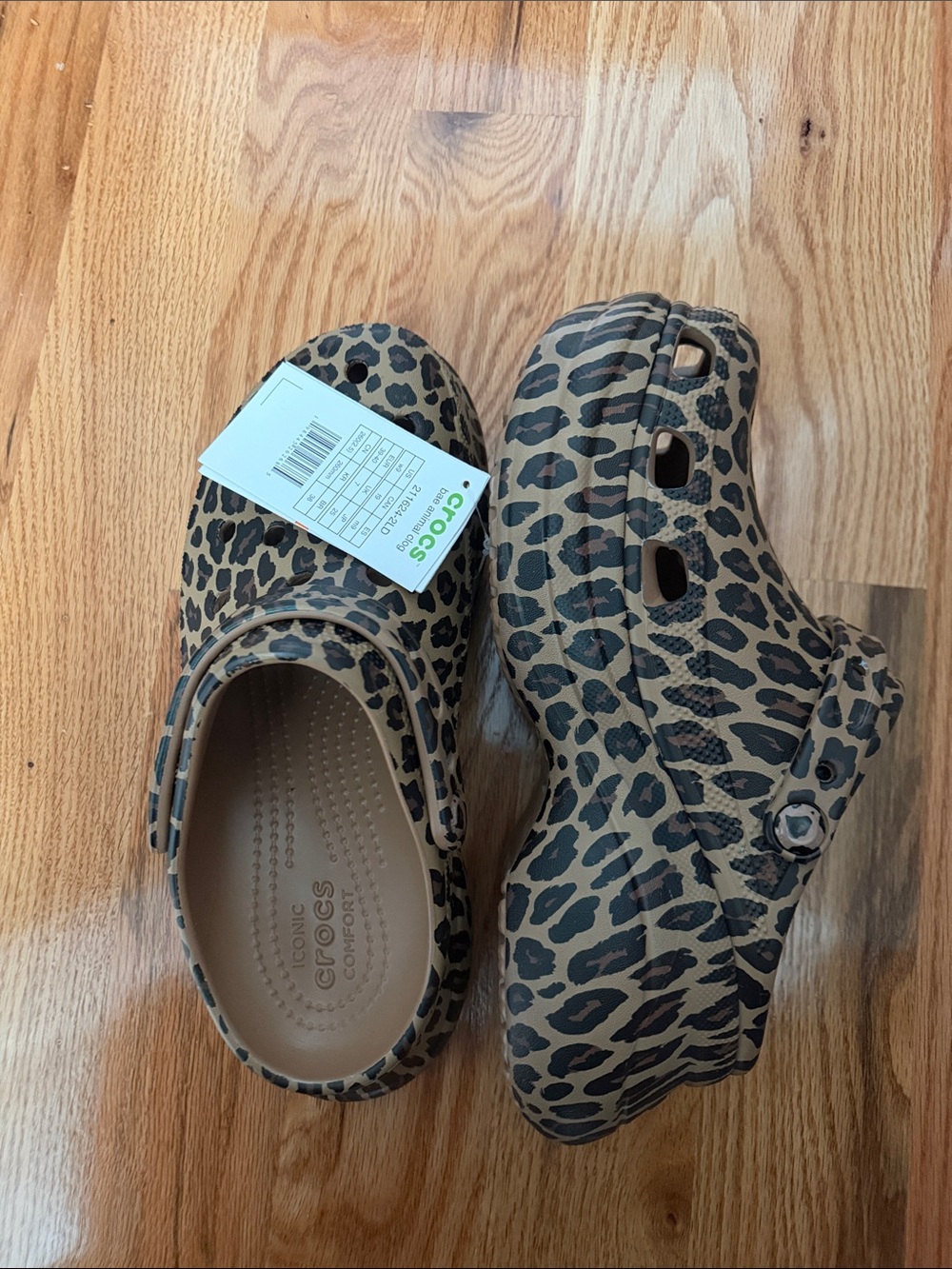 CROCS Leopard Print Classic Clog in Tan and Black